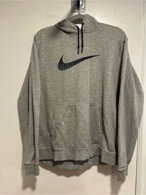 VTG Y2K Nike Hoodie Sz:XL Streetwear Gray Embroidered Big Center Swoosh Pullover